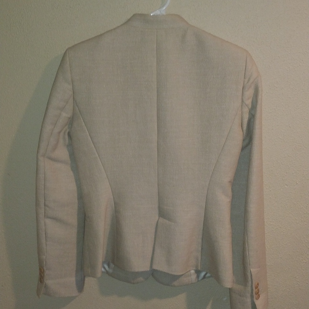 Tweed/Burlap Like Material Tan Zara Basic Blazer Preppy Old Money S - Picture 8 of 8